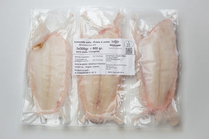 Limande-Sole Sauvage d'Islande MSC – Prête à Cuire, Sans Peau (3 x 300 g / 900 g)