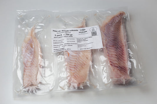 Grands Filets de Dorade-Sébaste Sauvage d'Islande MSC – Sans Peau (3 pack / 700 g)