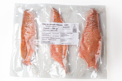 Grands Filets de Dorade-Sébaste Sauvage d'Islande MSC – Avec Peau (3 pack / 700 g)