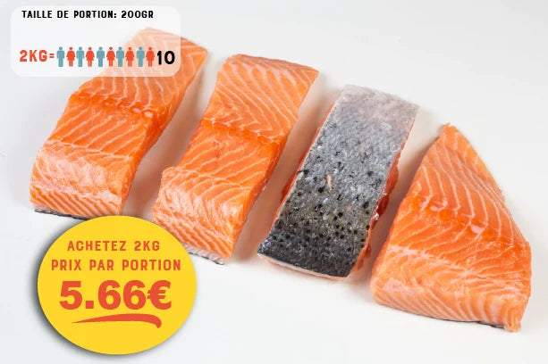 Saumon (Salmo salar) Portion avec peau